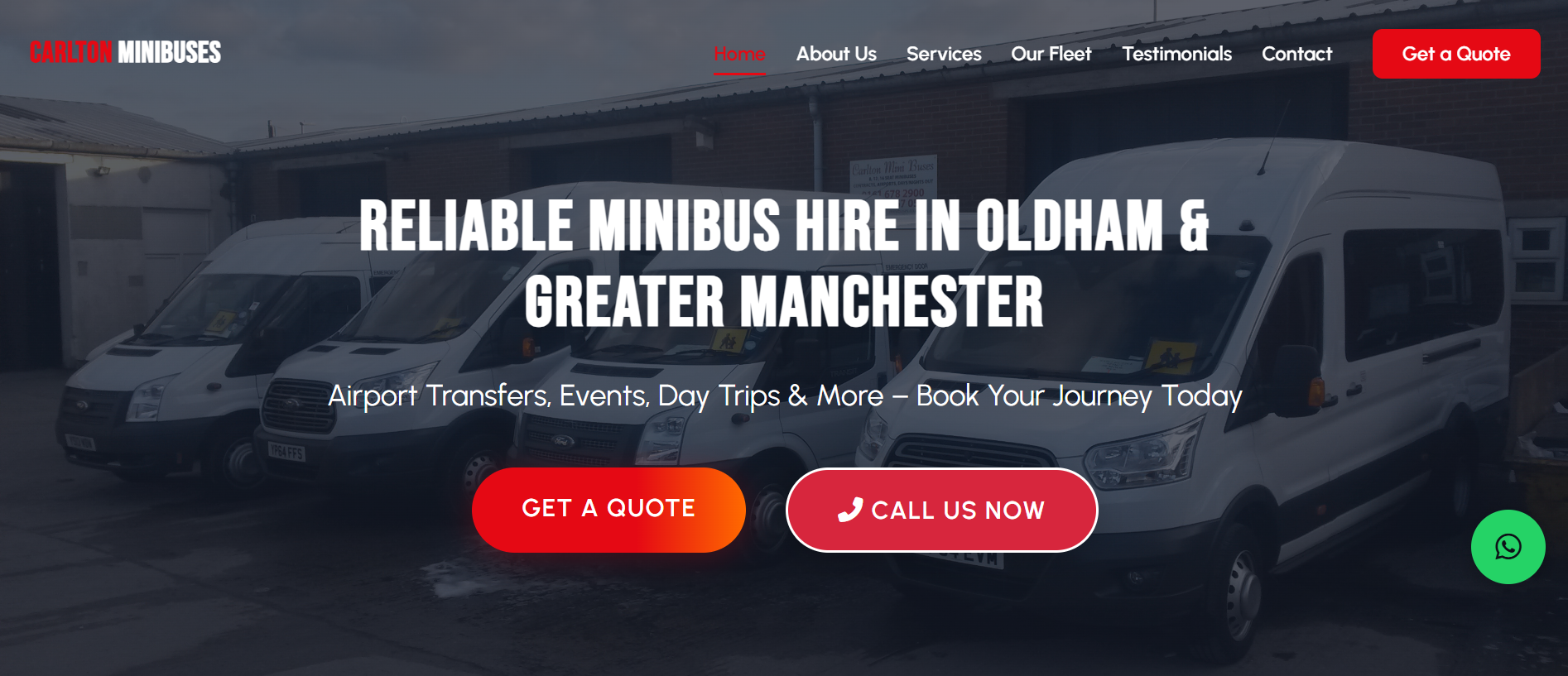 Carlton Minibuses website screenshot